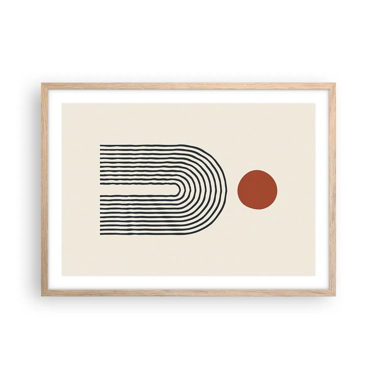 Pôster com moldura de carvalho claro - Magnetismo de formas e cores - 70x50 cm
