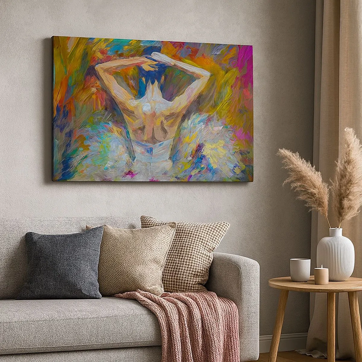 Quadro em tela - Uma bailarina em cores dinâmicas e expressão pictórica - 70x50cm - Pode ser qualquer coisa - Decoração de parede moderna para a sala de estar e quarto ARTTOR