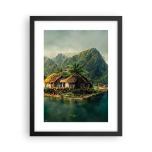 Pôster com moldura preta - Paraíso Tropical - 30x40 cm