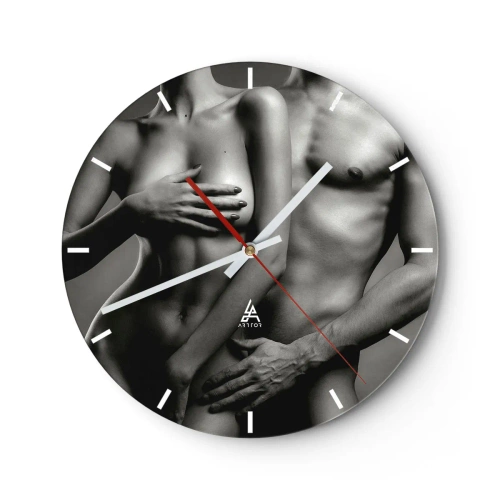 Relógio de parede - Relógio em vidro - Adão e Eva - 40x40 cm