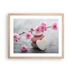 Pôster com moldura de carvalho claro - Flor de cerejeira - 50x40 cm