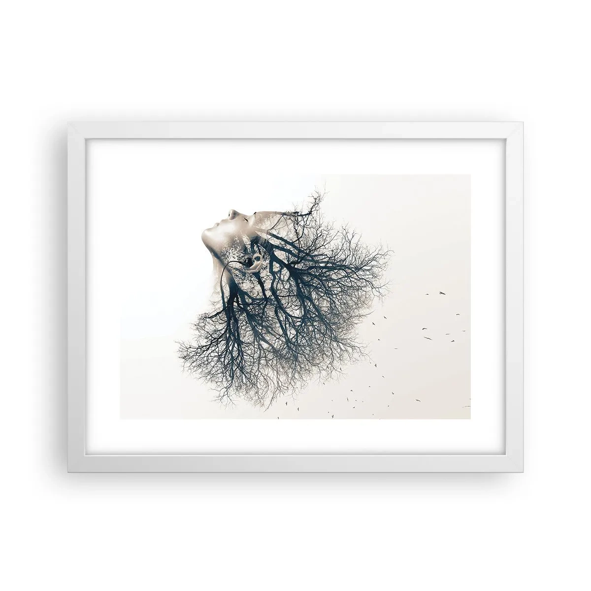 Pôster em moldura branca - Ouvir o sussurro da árvore - 40x30 cm