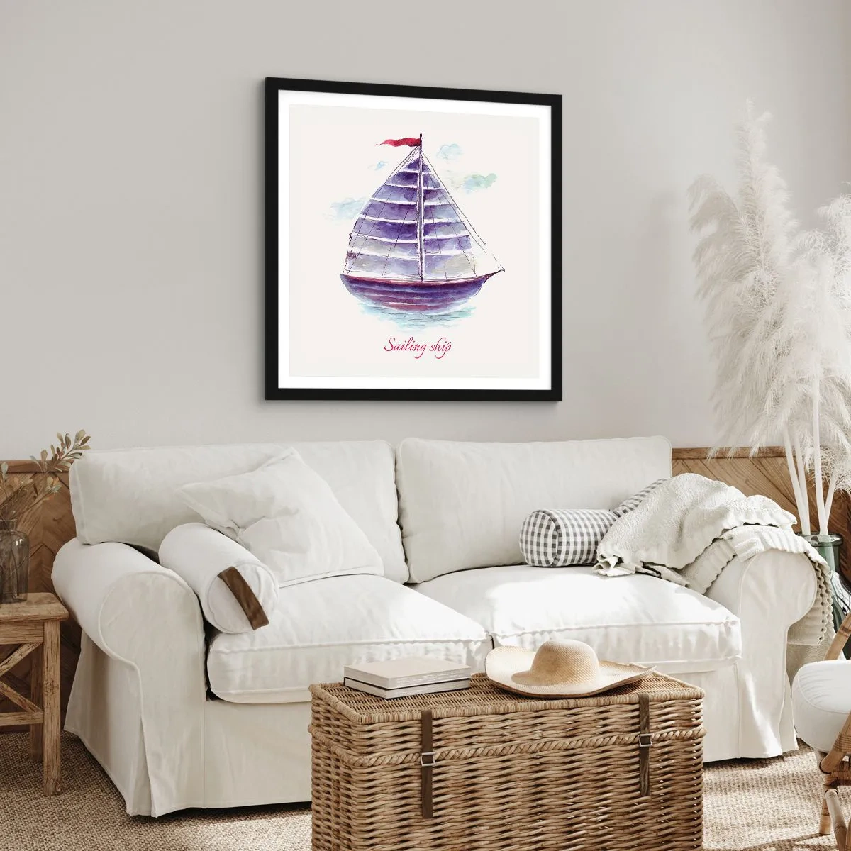 Pôster com moldura preta - Cheio de velas e águas calmas - 60x60 cm