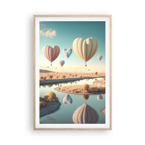 Pôster com moldura de carvalho claro - O amor permite se reerguer - 61x91 cm
