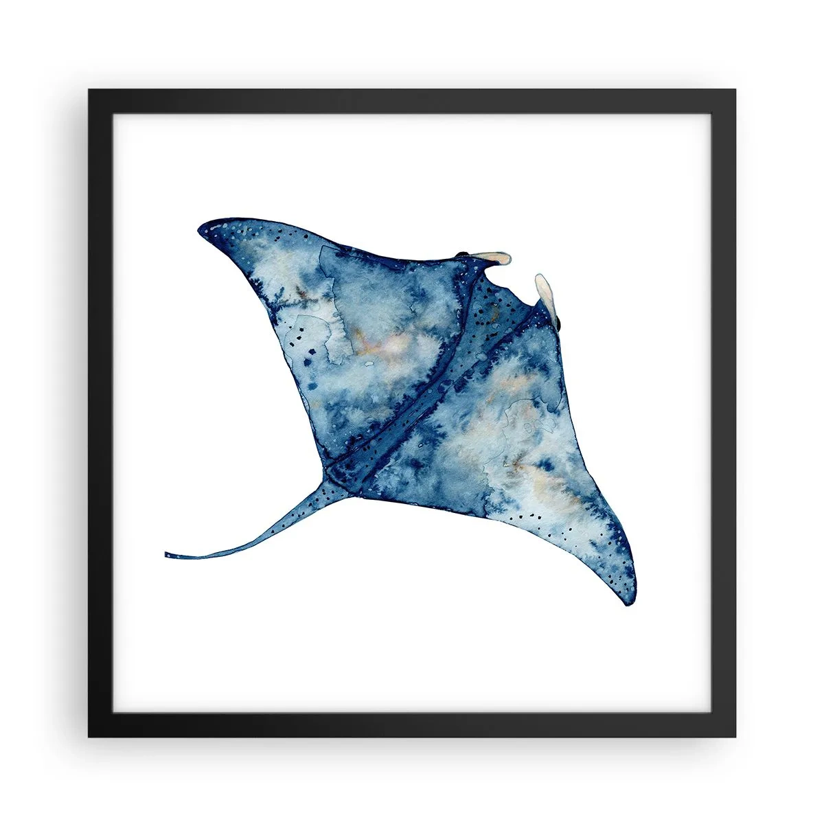 Pôster com moldura preta - A vida em azul - 40x40 cm