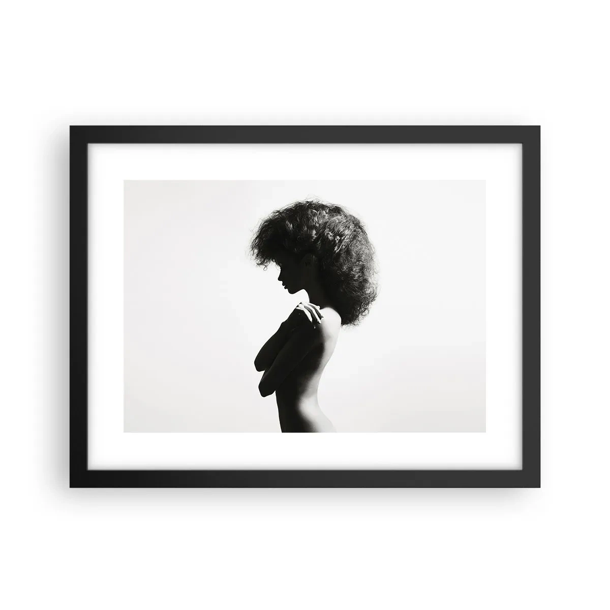 Pôster com moldura preta - Como uma flor em um caule fino - 40x30 cm