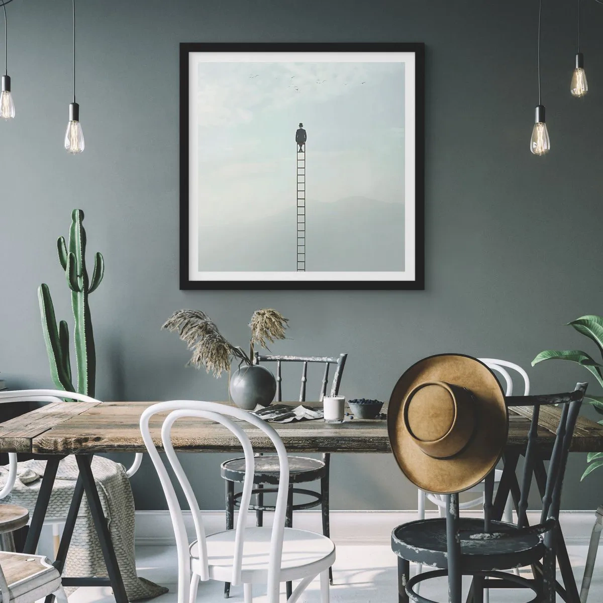 Pôster com moldura preta - Vá além - 40x40 cm