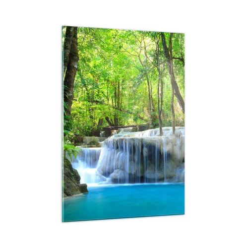 Quadro em vidro - Afogar-se na turquesa e vegetação - 50x70 cm