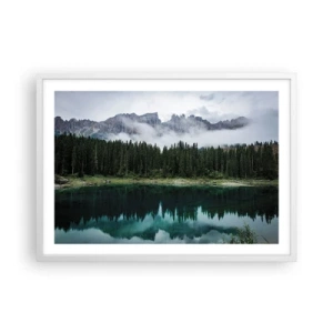 Pôster em moldura branca - Calma, silêncio, não vamos acordar a água... - 70x50 cm