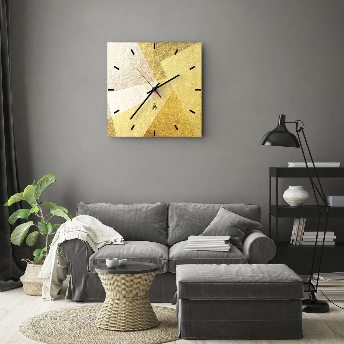 Relógio de parede - Relógio em vidro - Clima geométrico - 30x30 cm