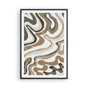 Pôster com moldura preta - Meandros de cores da terra - 61x91 cm