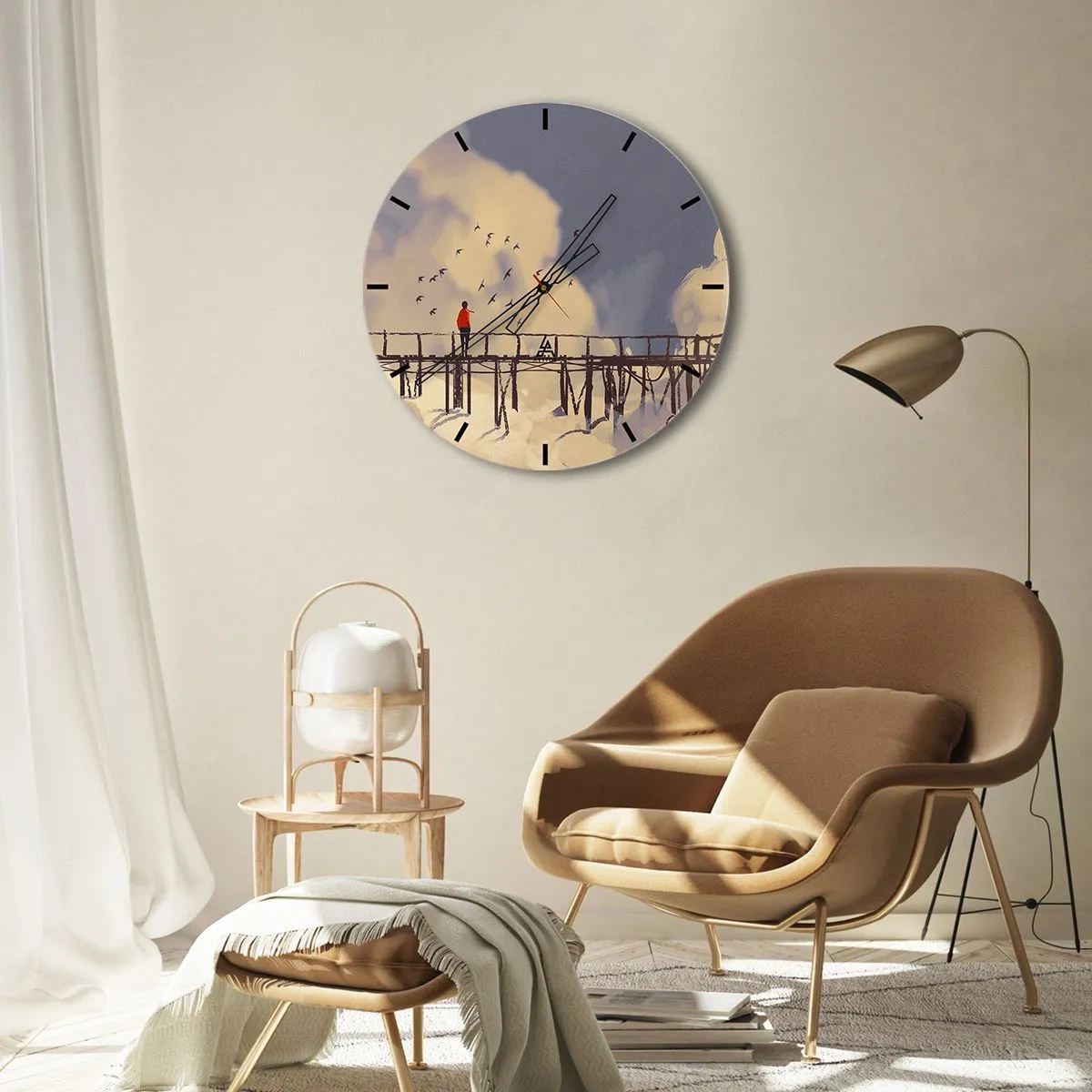 Relógio de parede - Relógio em vidro - Saudade azul - 40x40 cm