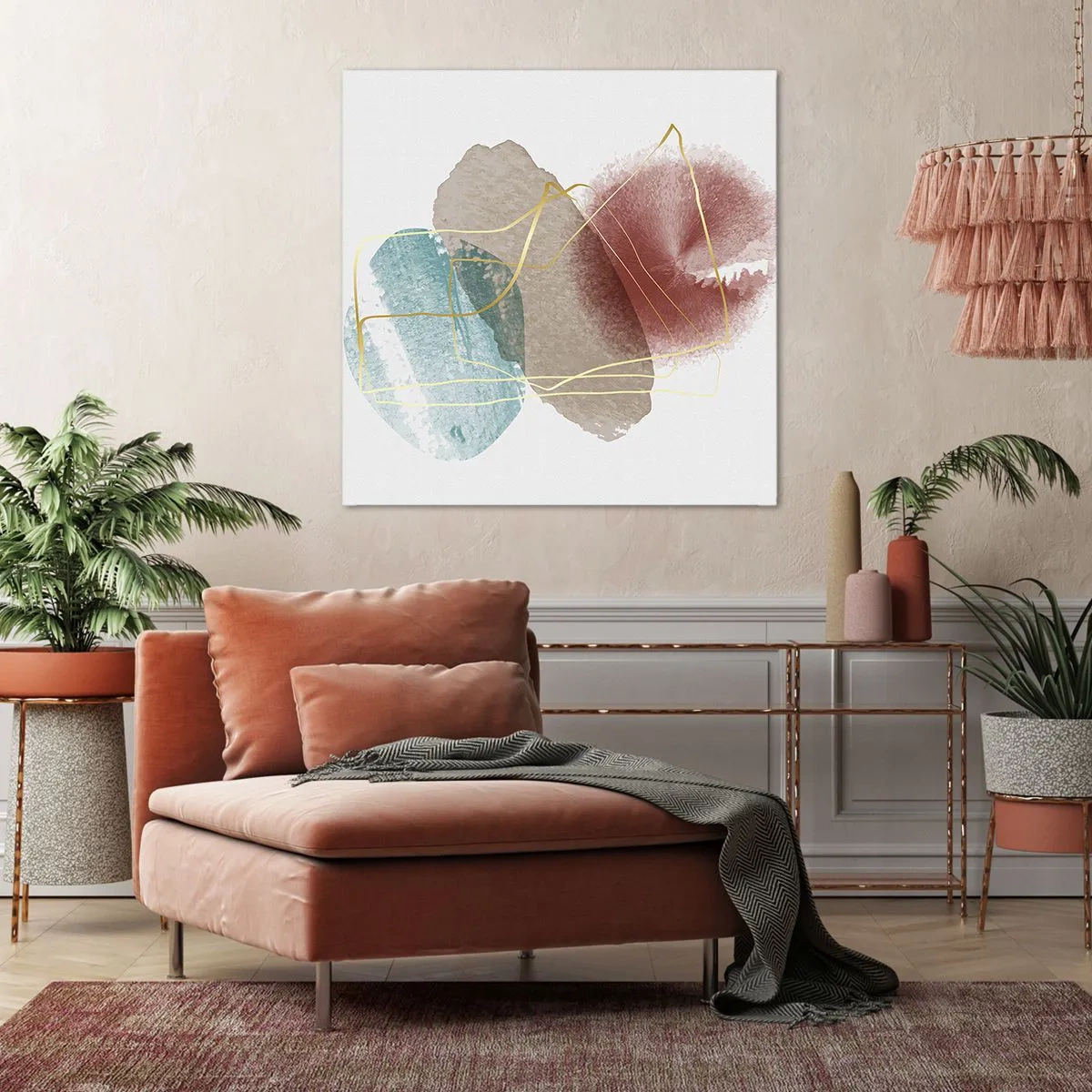 Quadro em tela - Corais espaciais - 60x60 cm