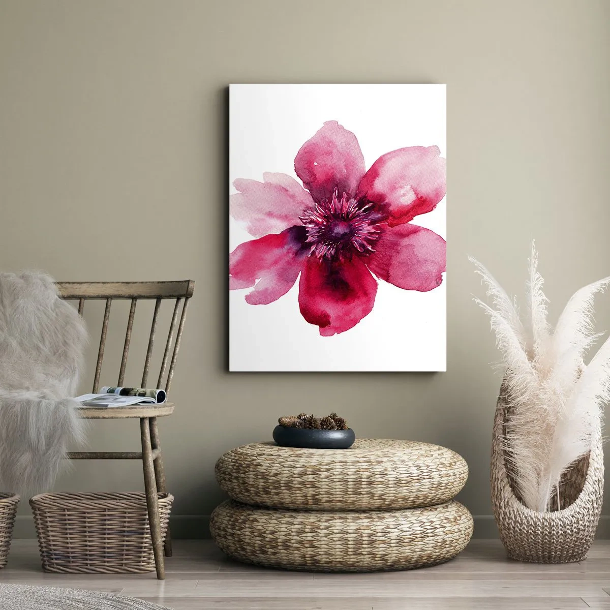 Quadro em tela - Beijo carmim perfumado - 45x80 cm