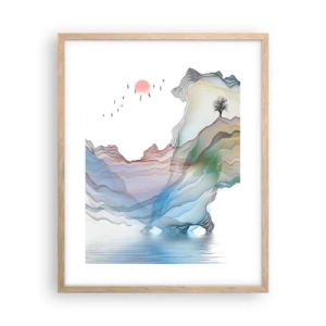 Pôster com moldura de carvalho claro - Em direção às montanhas de cristal - 40x50 cm