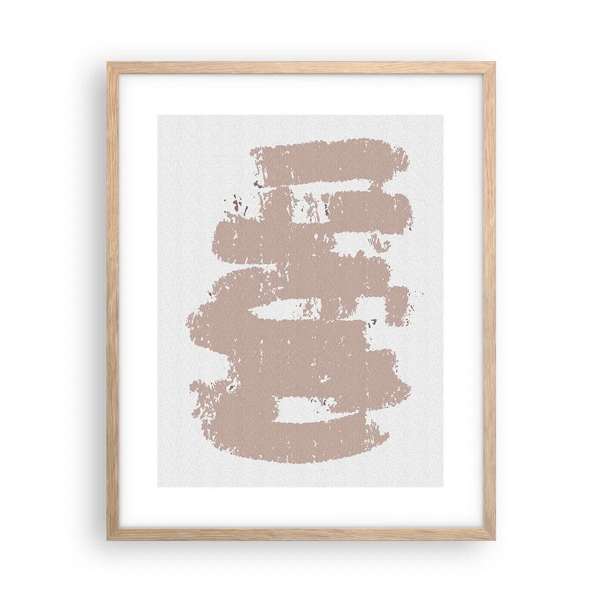 Pôster com moldura de carvalho claro - Abstração em rosa suave - 40x50 cm