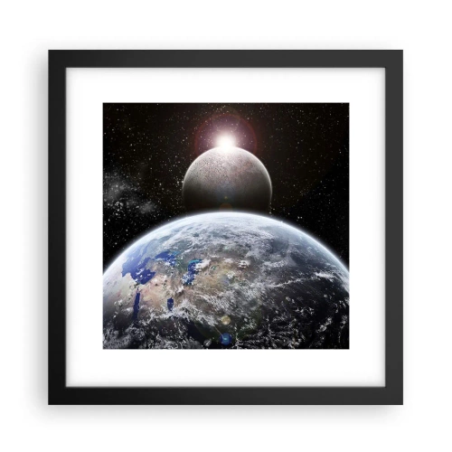 Pôster com moldura preta - Paisagem espacial - o nascer do sol - 30x30 cm