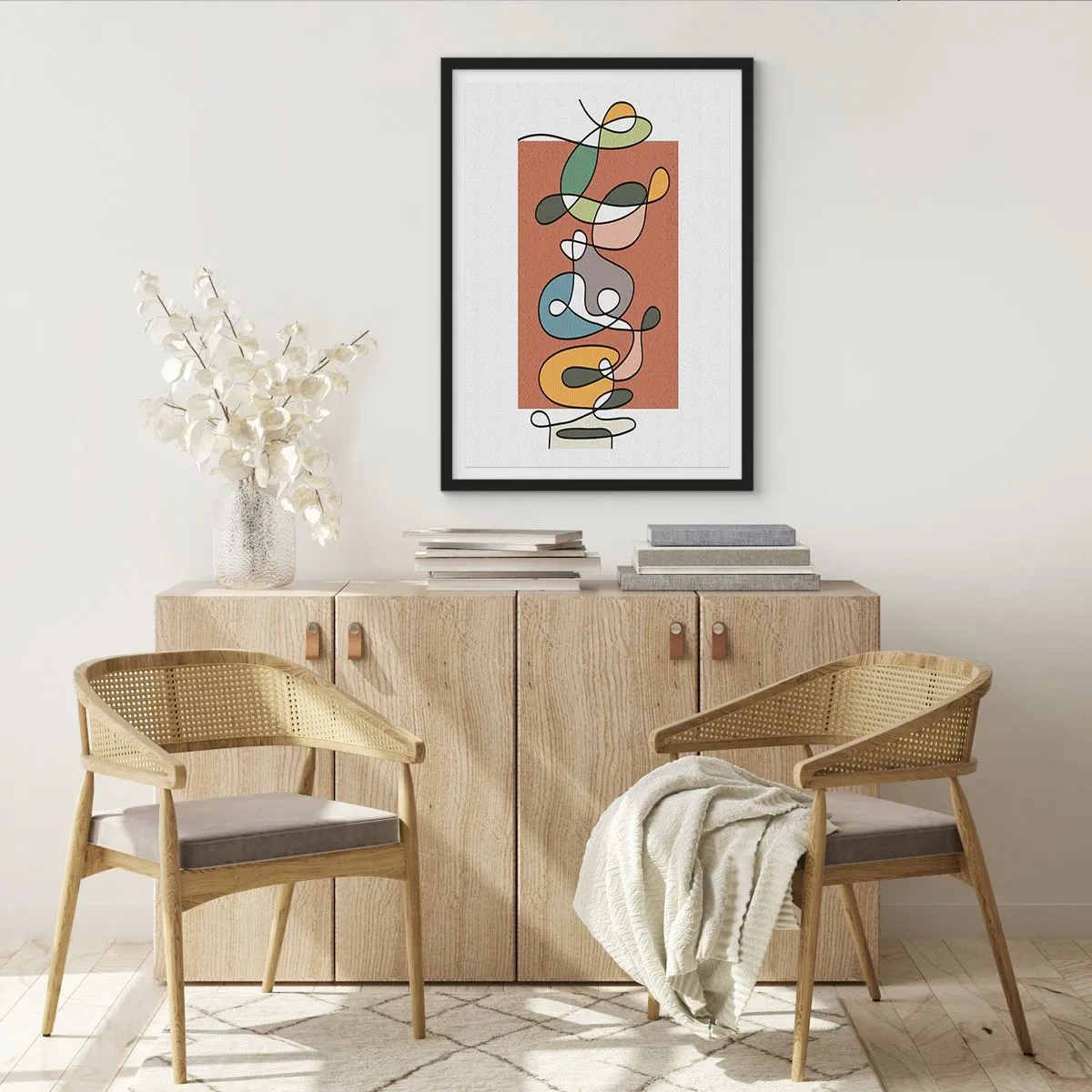 Pôster com moldura preta - Abstração: dança colorida - 30x40 cm