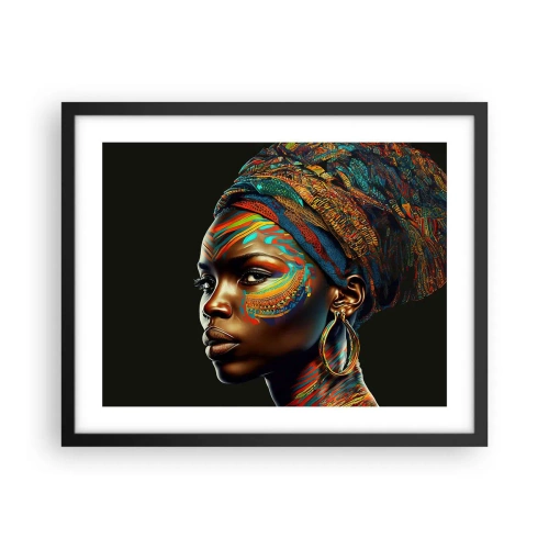 Pôster com moldura preta - Rainha africana - 50x40 cm