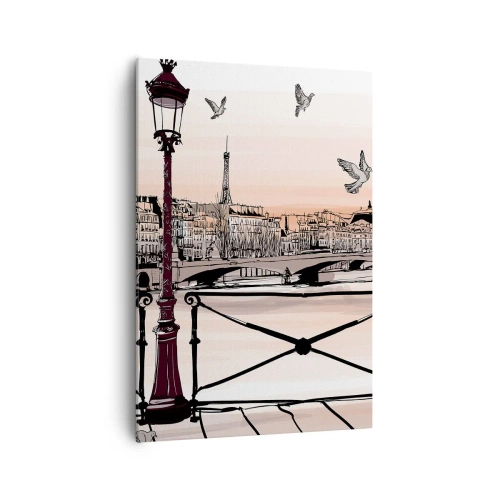 Quadro em tela - Sobre os telhados de Paris - 70x100 cm