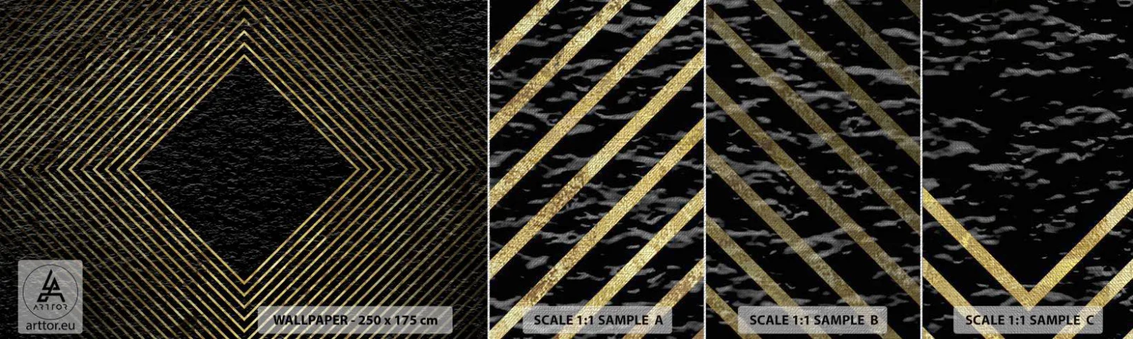 Amostra de papel de parede Premium Canvas - Geometria em estilo glamoroso - Art Deco, Moderno, Glamour - 100x30 cm