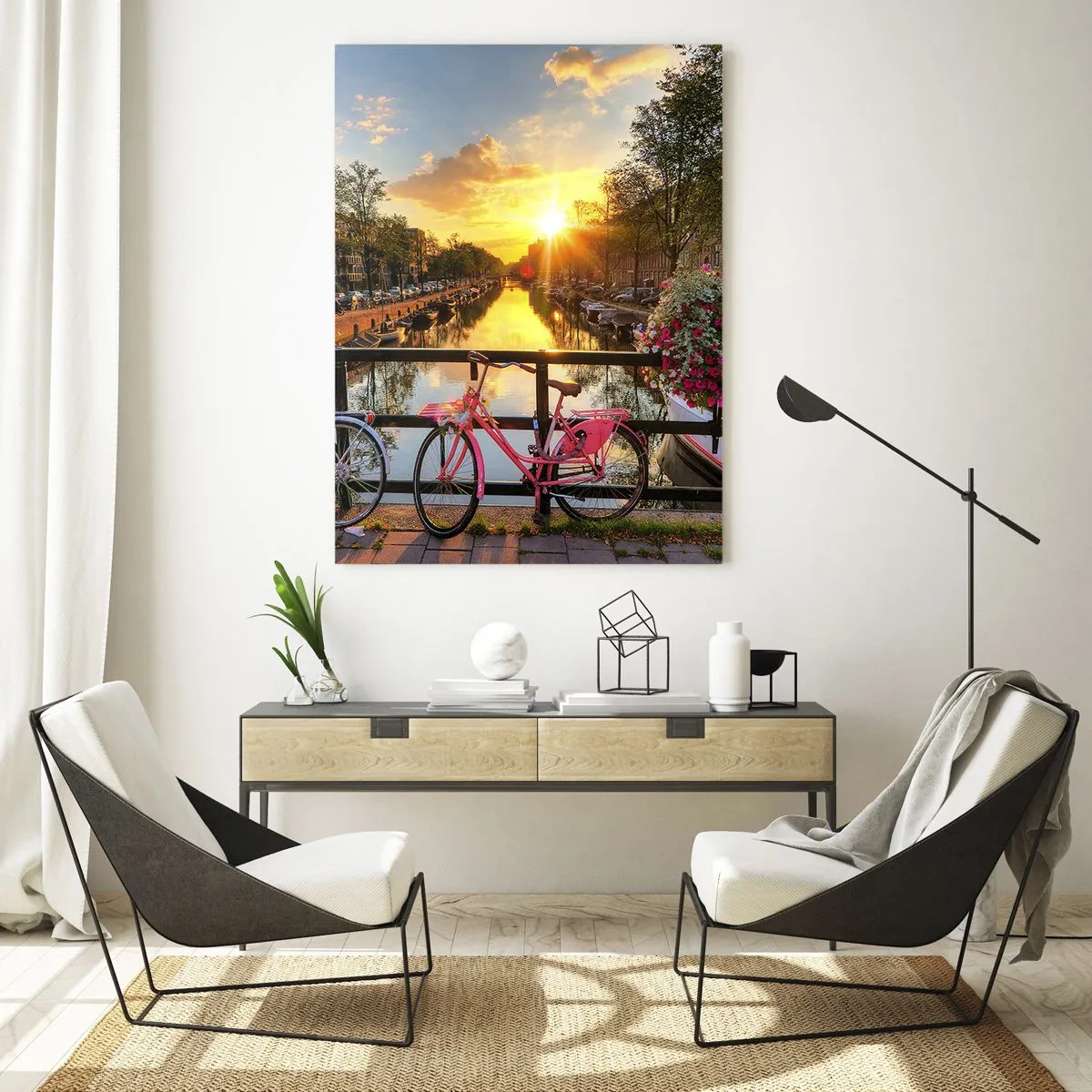 Quadro em vidro - Manhã de primavera em Amsterdã - 70x100 cm