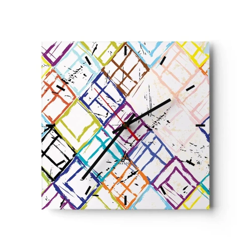 Relógio de parede - Relógio em vidro - Quartos para alugar - 30x30 cm