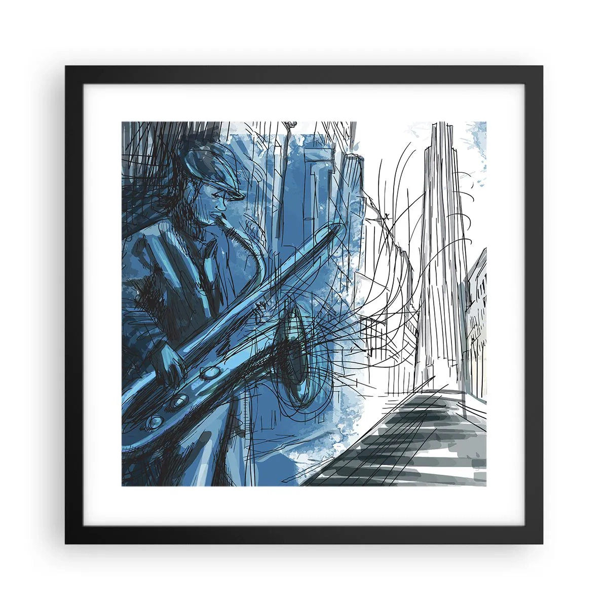 Pôster com moldura preta - Rapsódia Urbana - 40x40 cm