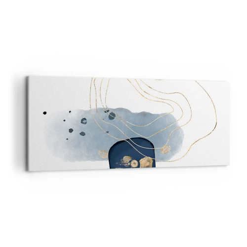 Quadro em tela - Fantasia azul e dourada - 120x50 cm