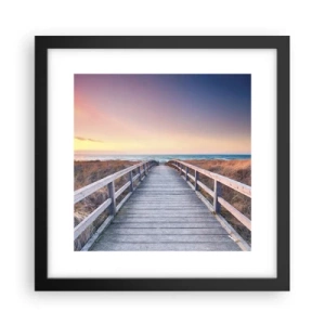 Pôster com moldura preta - Aurora da noite do Báltico - 30x30 cm