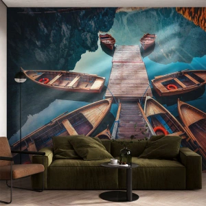 Papel de Parede Premium Canvas - À espera na marina - Paisagem, Lago, Tirol - 350x256 cm