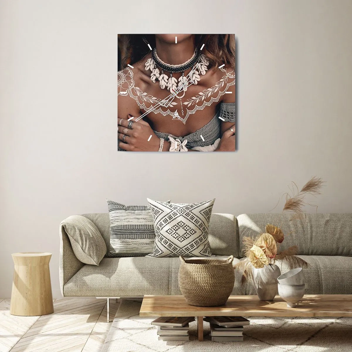 Relógio de parede - Relógio em vidro - Talismãs, rituais de feminilidade - 40x40 cm