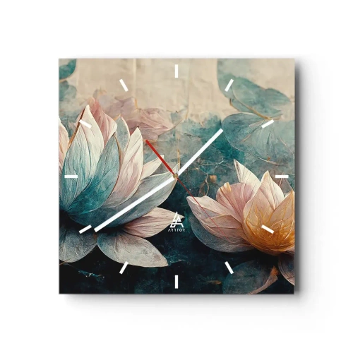 Relógio de parede - Relógio em vidro - Estrelas do lago - 40x40 cm