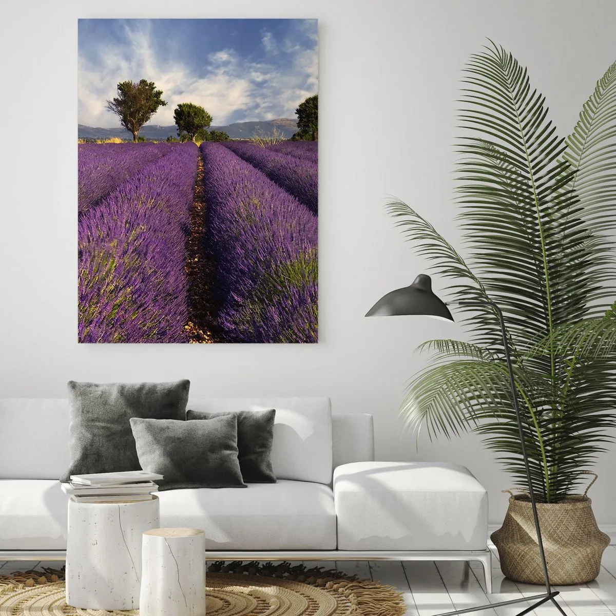 Quadro em vidro - Prados de lavanda - 70x100 cm