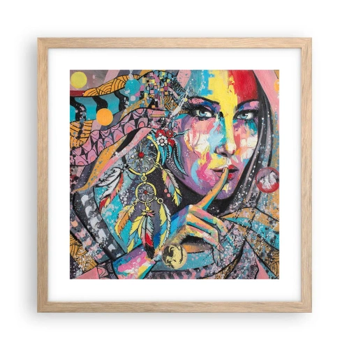 Pôster com moldura de carvalho claro - Fique em silêncio até compreender - 40x40 cm