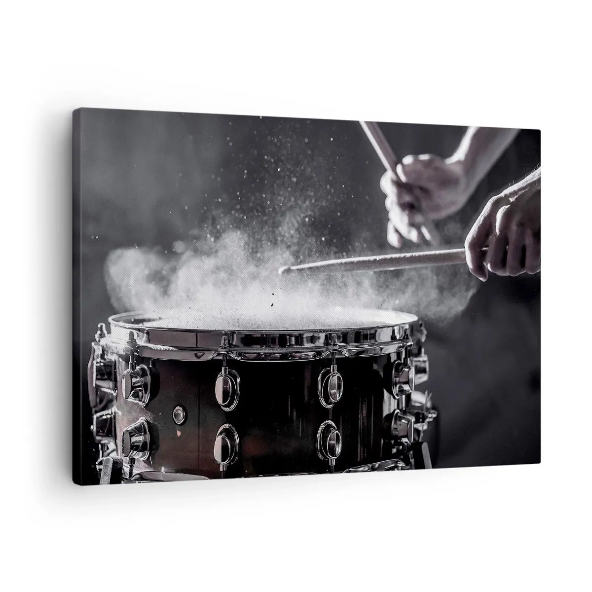 Quadro em tela - Batendo na caixa com baquetas com efeito de poeira - 70x50cm - Pulso da música - Decoração de parede moderna para a sala de estar e quarto ARTTOR