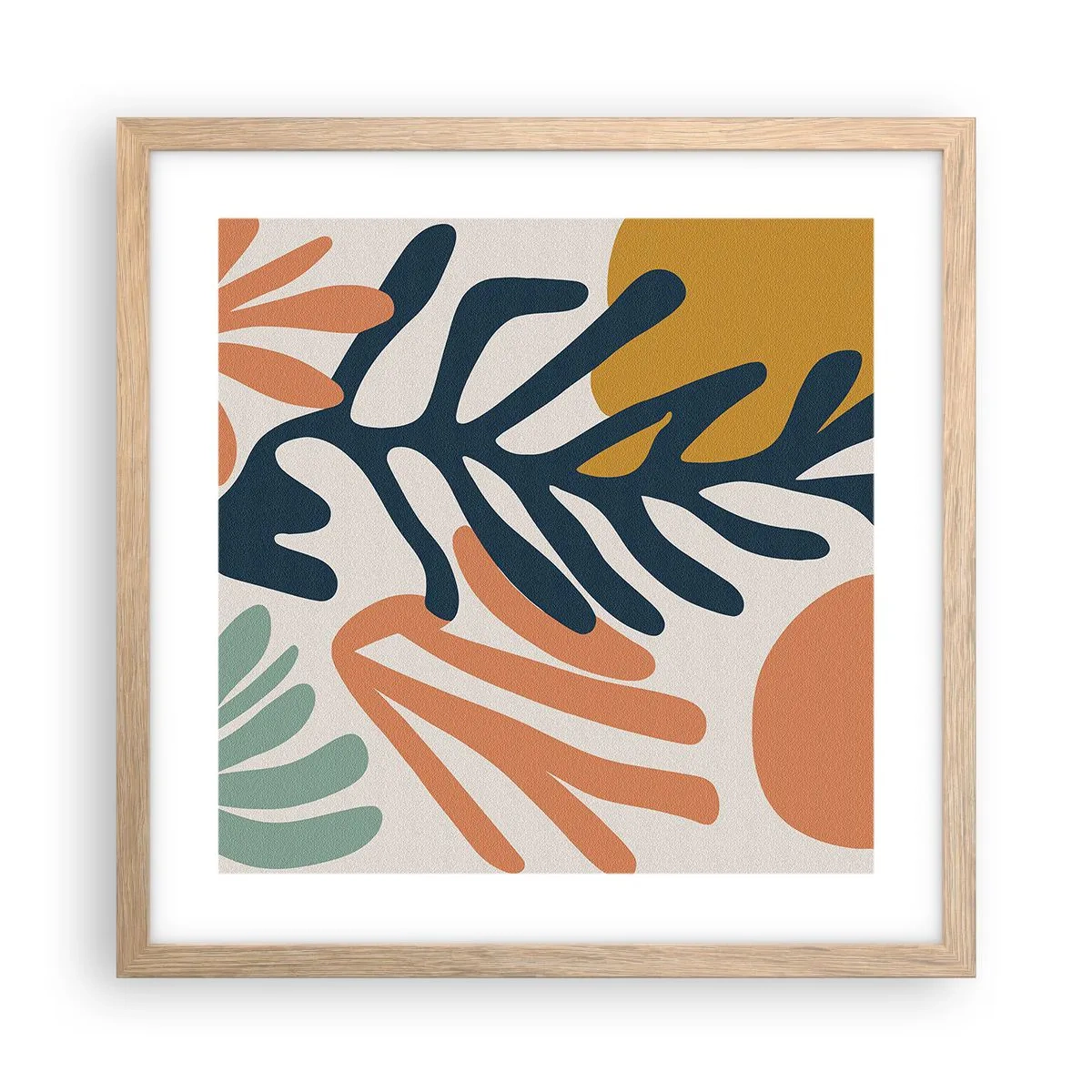 Pôster com moldura de carvalho claro - Mares de coral - 40x40 cm