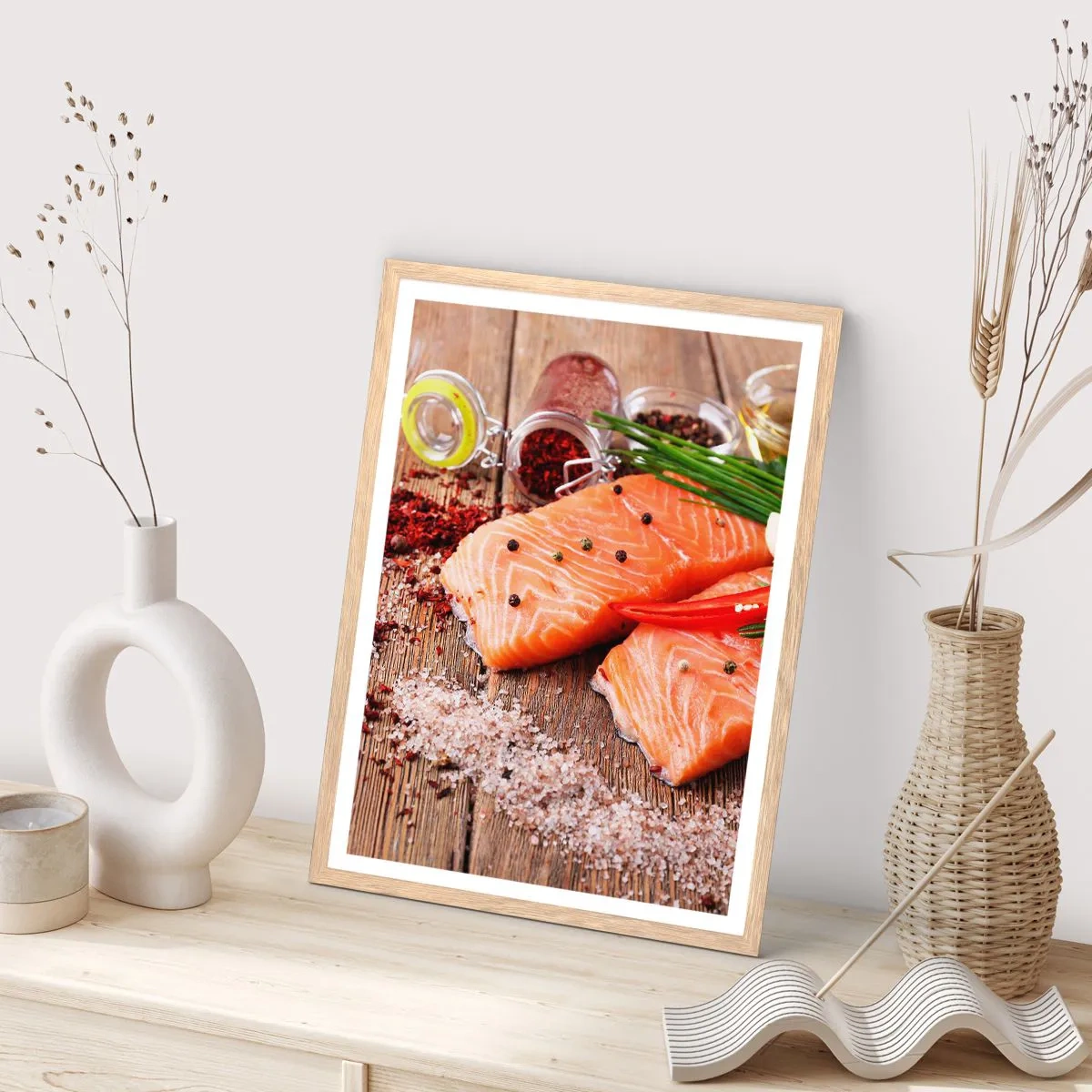 Pôster com moldura de carvalho claro - Aventura norueguesa na cozinha - 50x70 cm