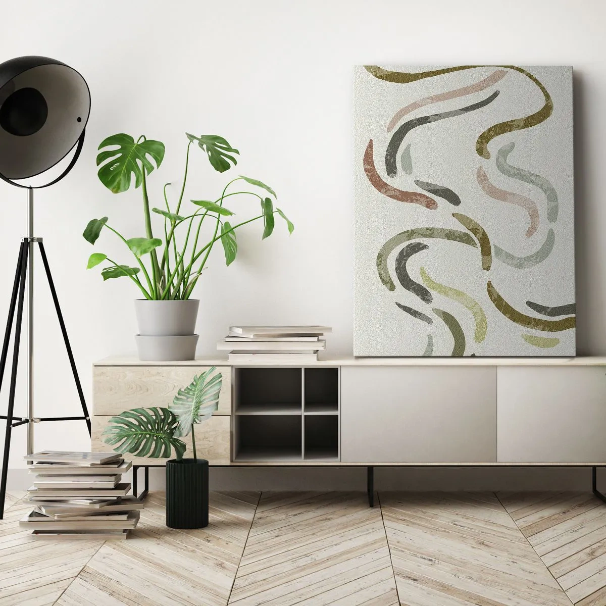 Quadro em tela - Uma alegre dança de abstração - 65x120 cm