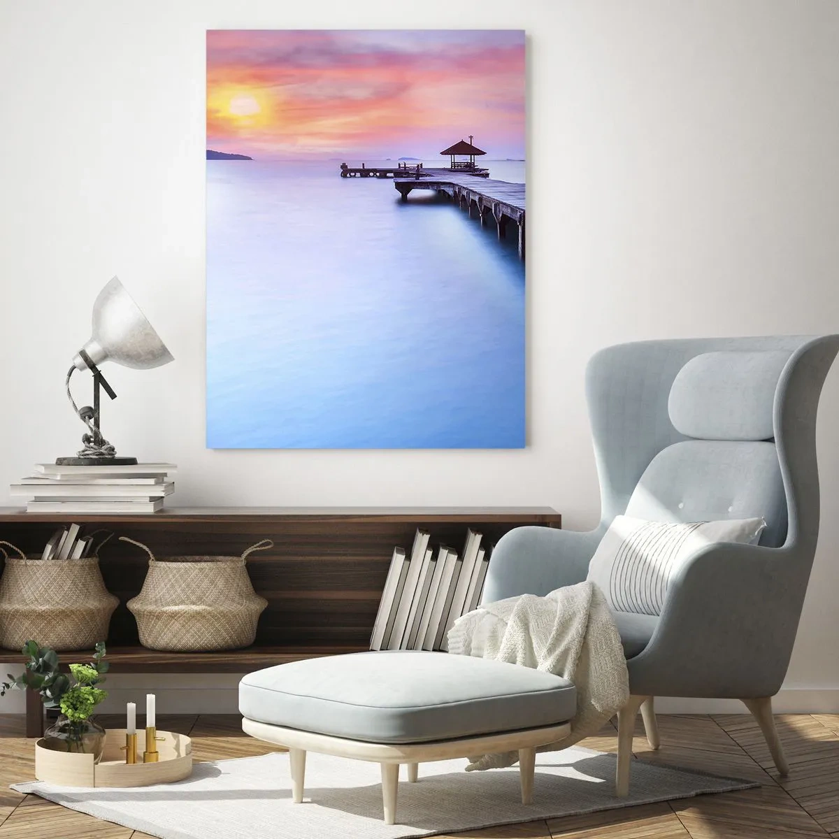 Quadro em vidro - Um mar de paz no horizonte - 80x120 cm