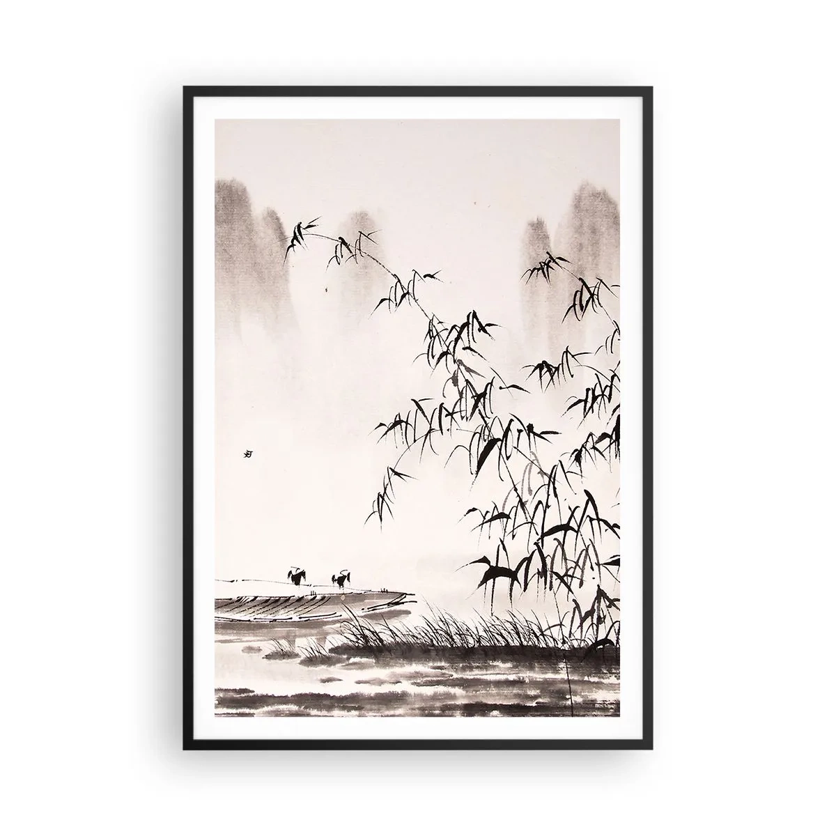 Pôster com moldura preta - O silêncio dos campos de arroz - 70x100 cm