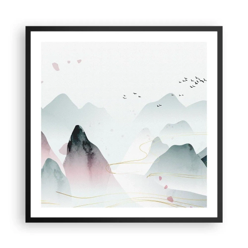 Pôster com moldura preta - Acima dos picos - 60x60 cm
