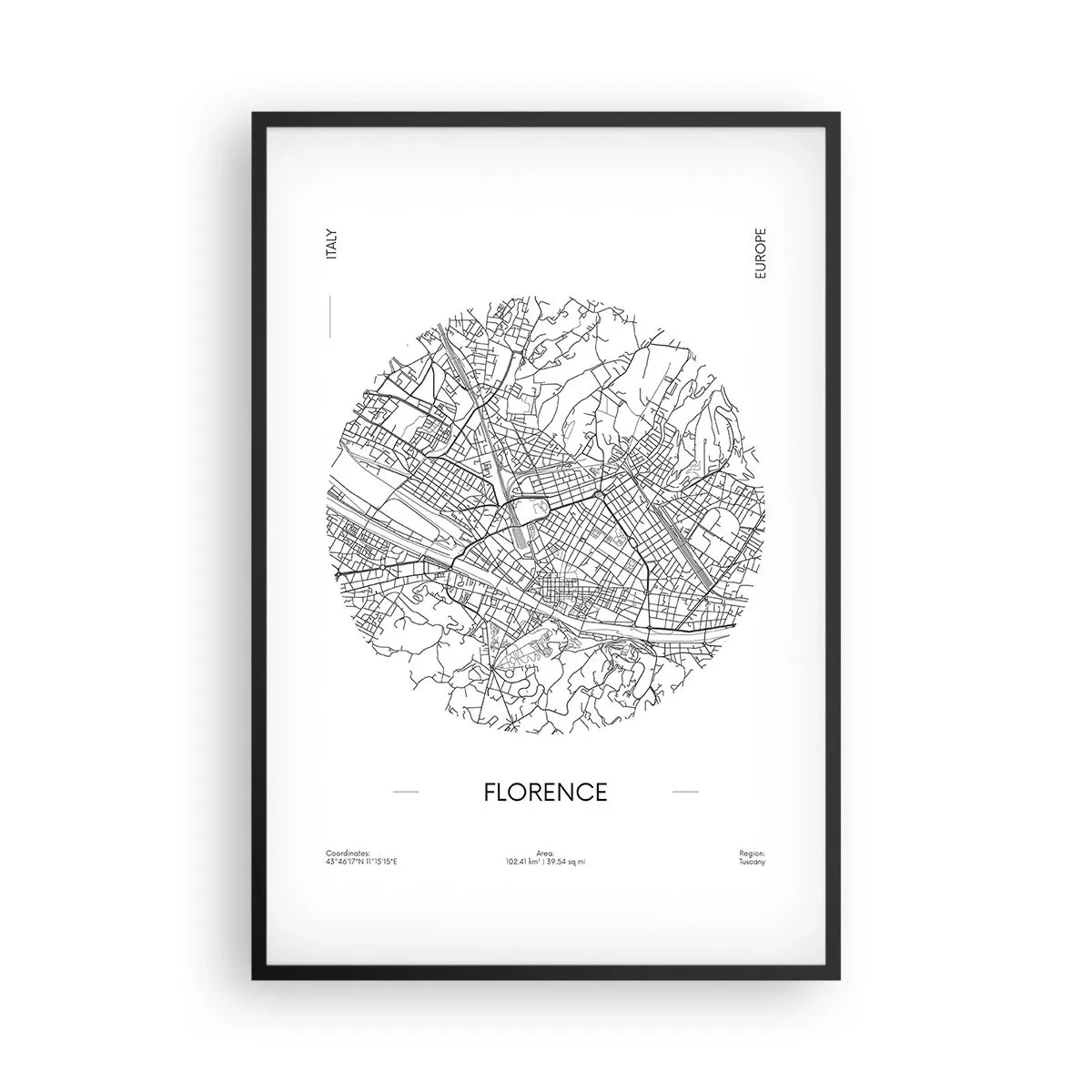 Pôster com moldura preta - A anatomia de Florença - 61x91 cm