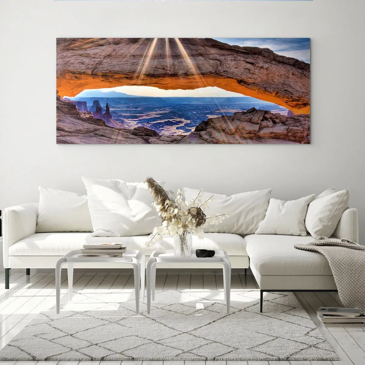 Quadro em vidro - Através do portão de pedra - 120x50 cm