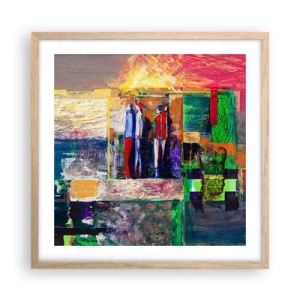 Pôster com moldura de carvalho claro - Relacionamentos e emoções - 50x50 cm