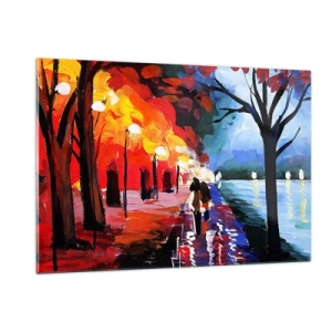 Quadro em vidro - Outono ardente no parque - 120x80 cm