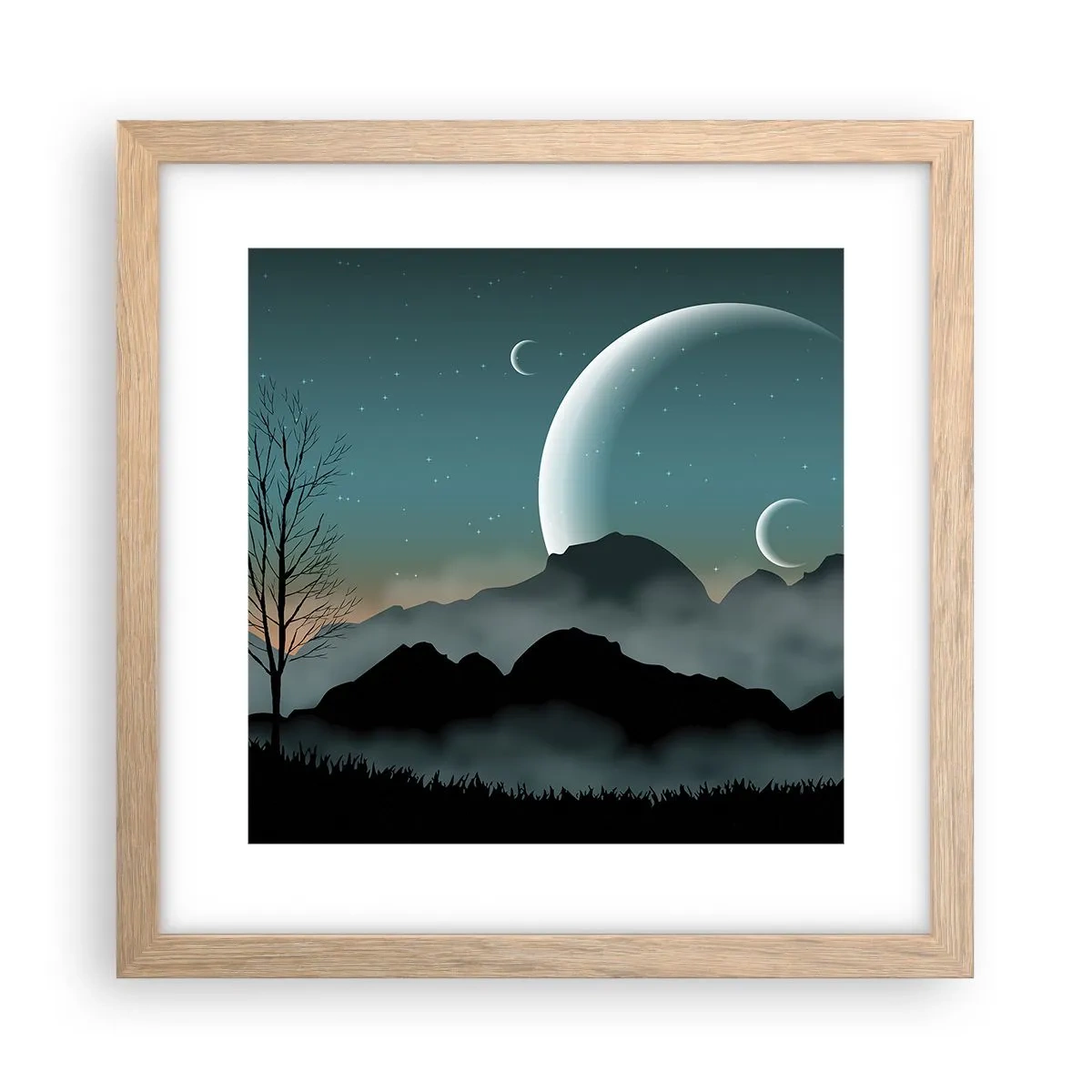 Pôster com moldura de carvalho claro - Carnaval de uma noite estrelada - 30x30 cm