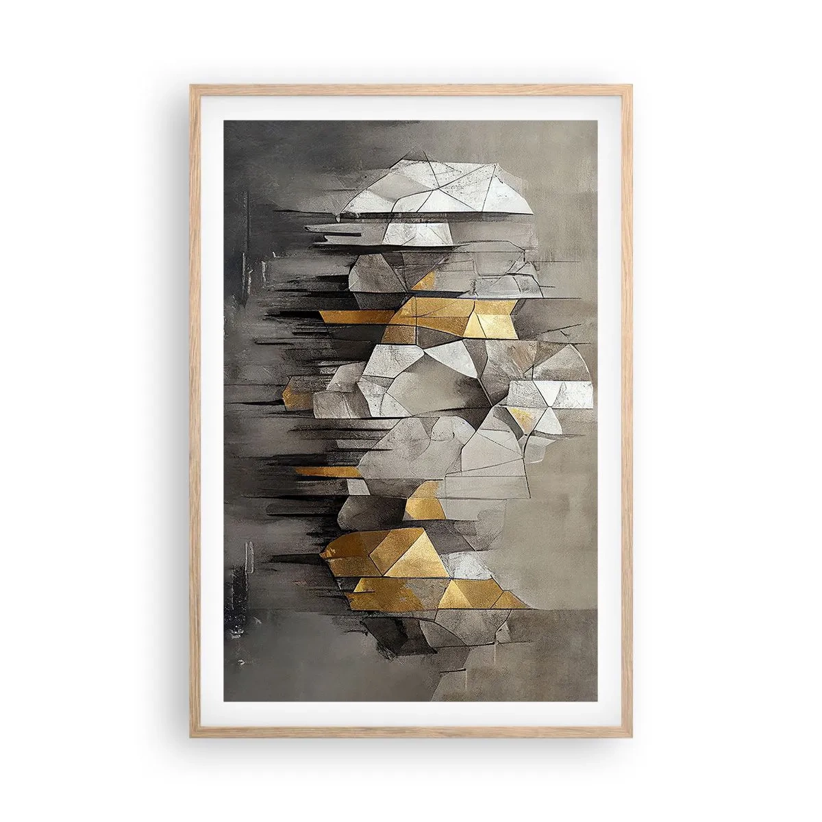 Pôster com moldura de carvalho claro - Composição de gelo e luz - 61x91 cm