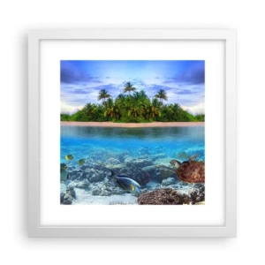 Pôster em moldura branca - A Ilha Celestial lhe convida - 30x30 cm