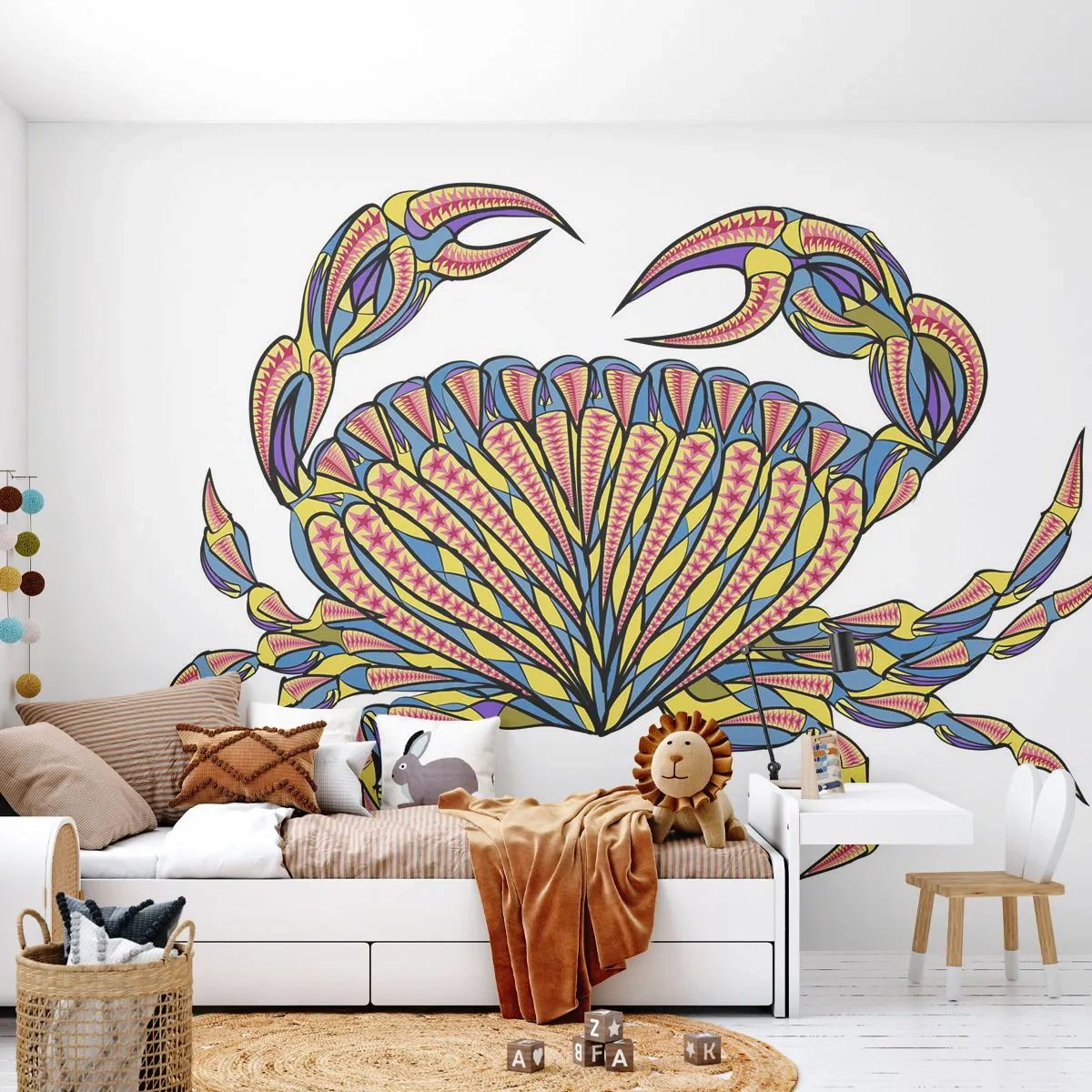 Papel de Parede Autocolante Deluxe Sticker - Joias do mar - Caranguejo, Para crianças, Gráficos - 300x210 cm